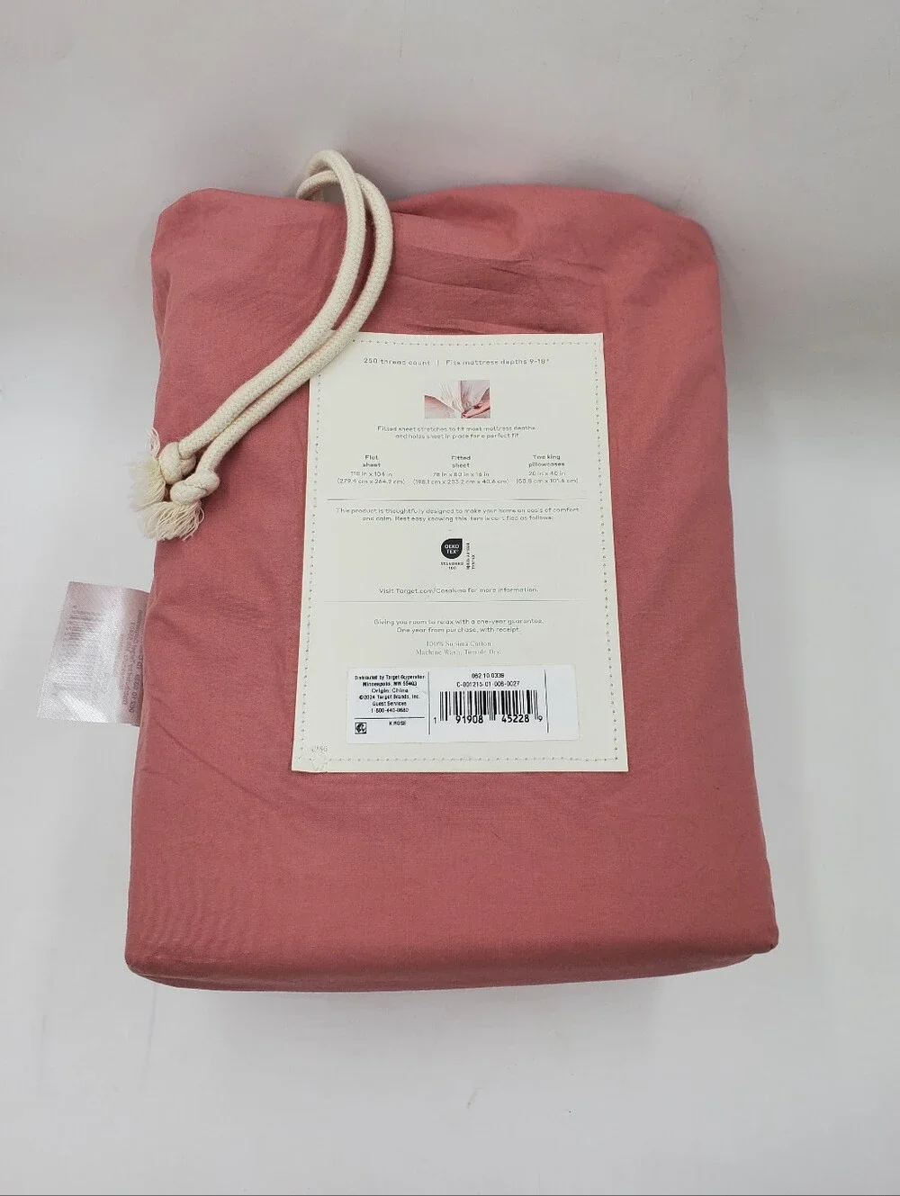 King Washed Supima Percale Solid Sheet Set Rose - Casaluna™: 250 Thread Ct